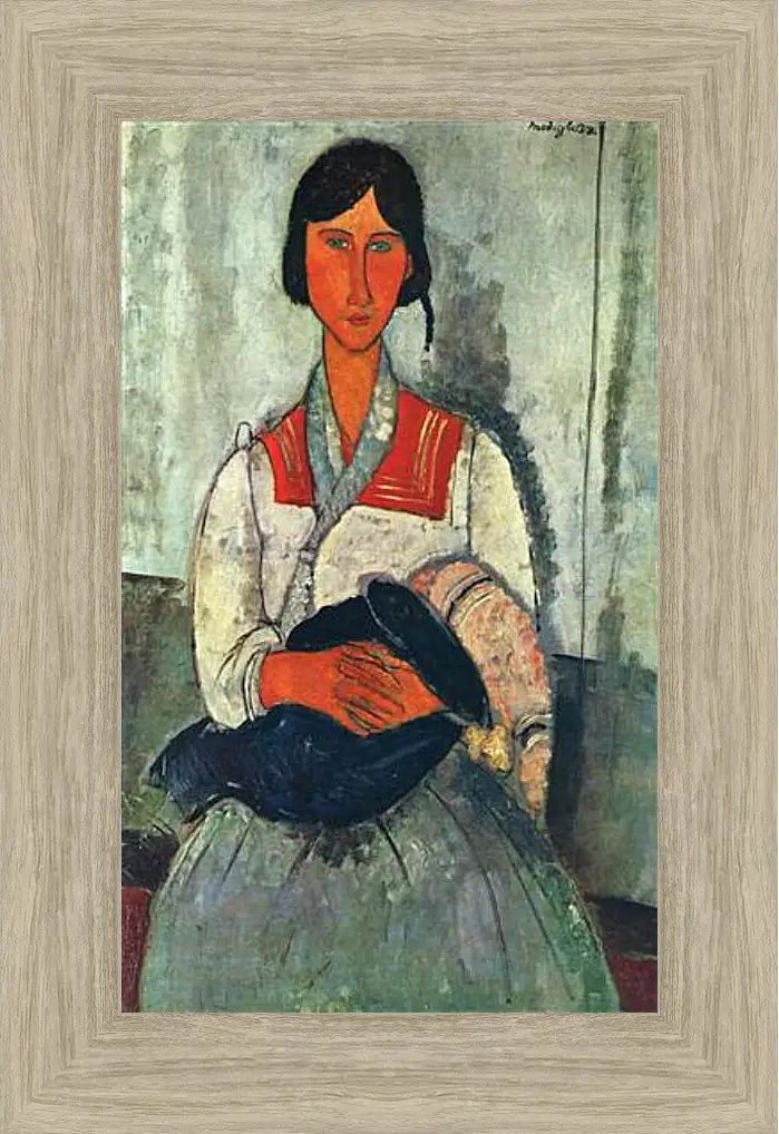 Картина в раме - Gypsy Woman with a Baby. Цыганка с ребенком. Амедео Модильяни