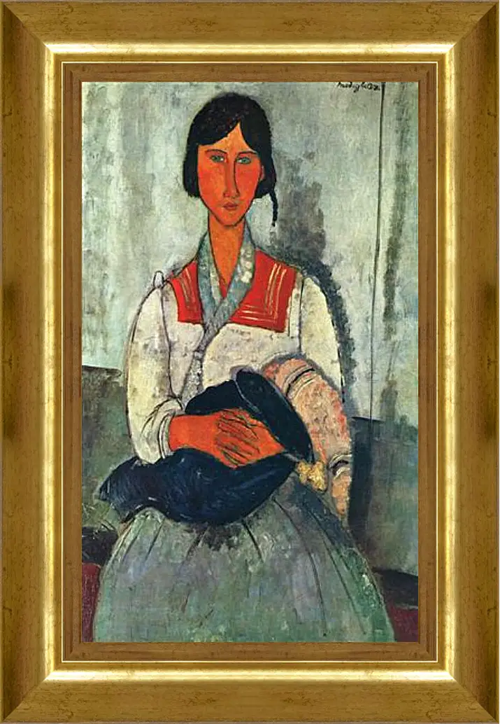 Картина в раме - Gypsy Woman with a Baby. Цыганка с ребенком. Амедео Модильяни