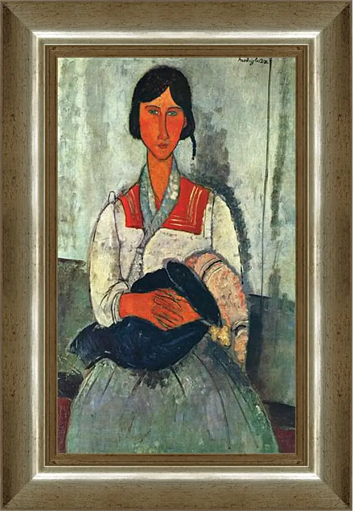 Картина в раме - Gypsy Woman with a Baby. Цыганка с ребенком. Амедео Модильяни