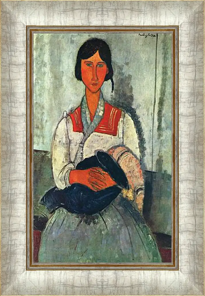 Картина в раме - Gypsy Woman with a Baby. Цыганка с ребенком. Амедео Модильяни