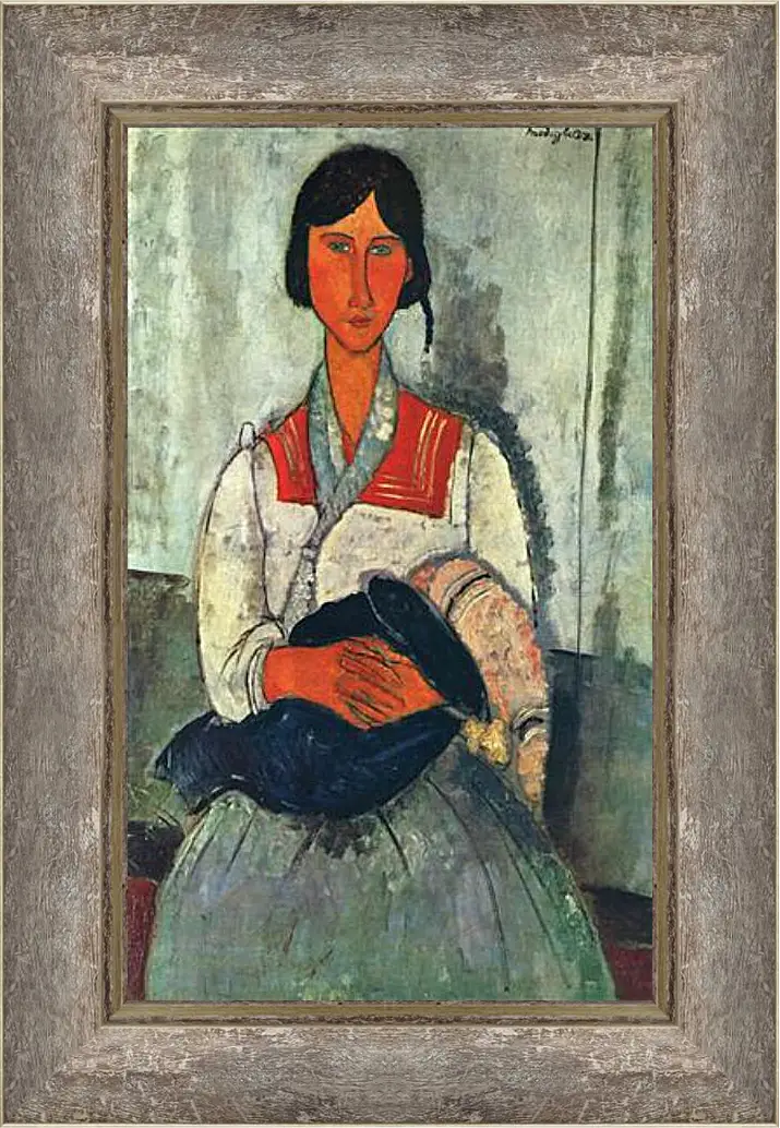 Картина в раме - Gypsy Woman with a Baby. Цыганка с ребенком. Амедео Модильяни