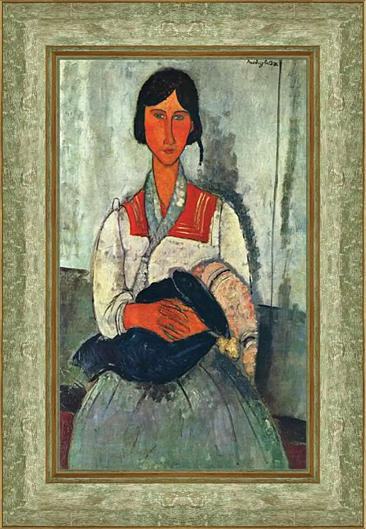 Картина в раме - Gypsy Woman with a Baby. Цыганка с ребенком. Амедео Модильяни