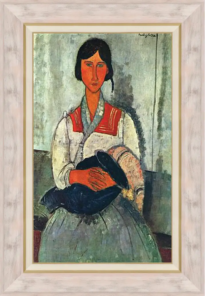 Картина в раме - Gypsy Woman with a Baby. Цыганка с ребенком. Амедео Модильяни