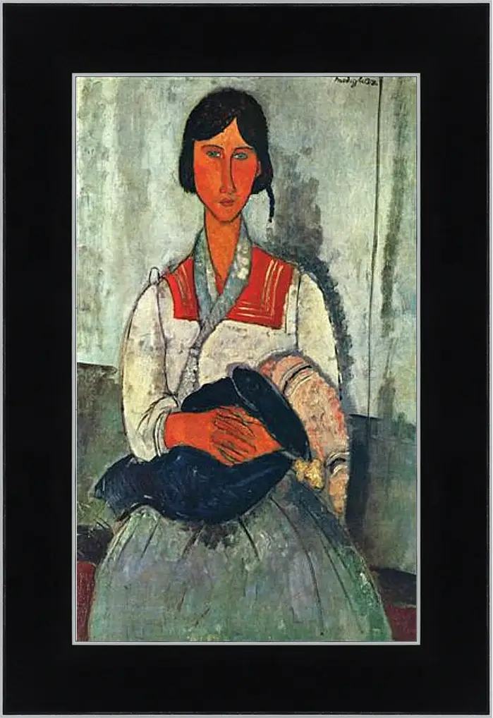 Картина в раме - Gypsy Woman with a Baby. Цыганка с ребенком. Амедео Модильяни