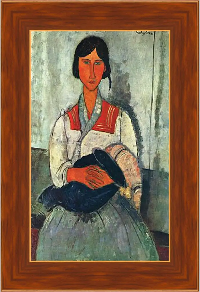 Картина в раме - Gypsy Woman with a Baby. Цыганка с ребенком. Амедео Модильяни