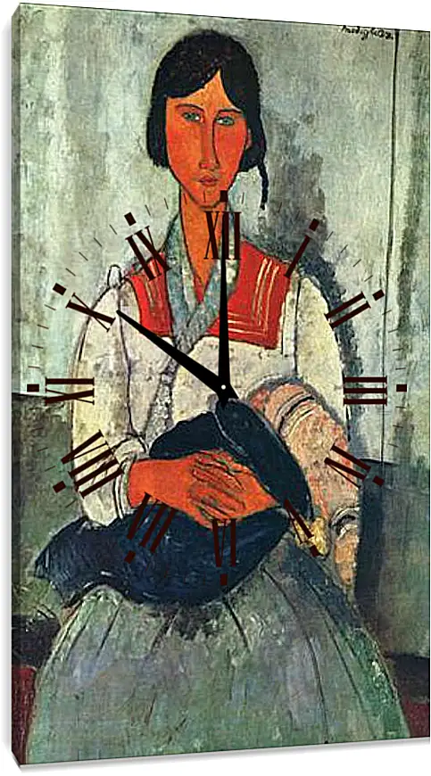 Часы картина - Gypsy Woman with a Baby. Цыганка с ребенком. Амедео Модильяни