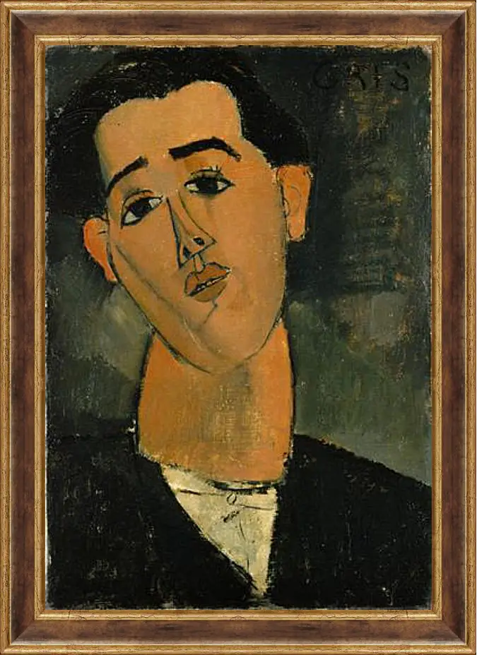 Картина в раме - Portrait of Juan Gris. Портрет Хуана Гриса. Амедео Модильяни