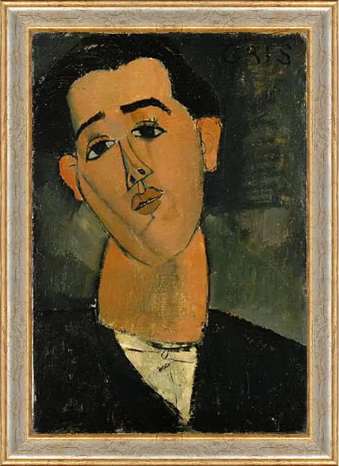 Картина в раме - Portrait of Juan Gris. Портрет Хуана Гриса. Амедео Модильяни