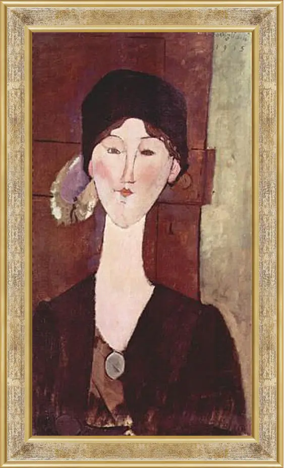 Картина в раме - Retrato de Beatrice Hastings ante una puerta. Портрет Беатрис Хастингс. Амедео Модильяни