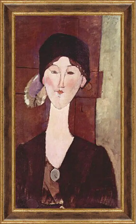 Картина в раме - Retrato de Beatrice Hastings ante una puerta. Портрет Беатрис Хастингс. Амедео Модильяни