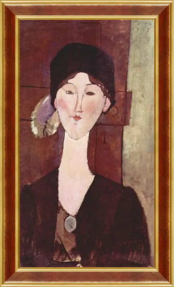 Картина в раме - Retrato de Beatrice Hastings ante una puerta. Портрет Беатрис Хастингс. Амедео Модильяни