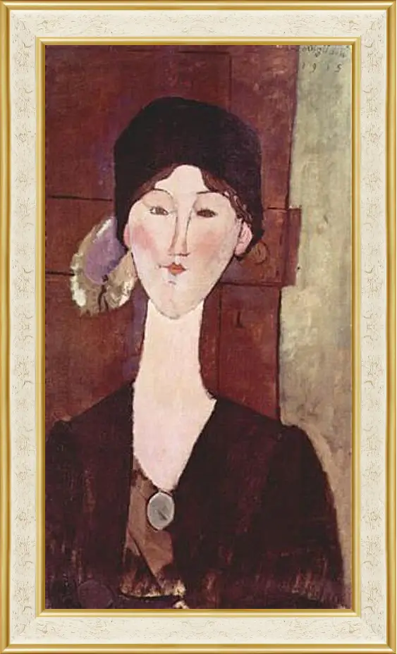 Картина в раме - Retrato de Beatrice Hastings ante una puerta. Портрет Беатрис Хастингс. Амедео Модильяни