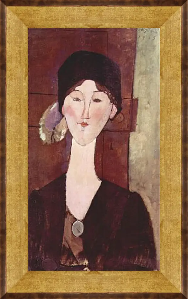 Картина в раме - Retrato de Beatrice Hastings ante una puerta. Портрет Беатрис Хастингс. Амедео Модильяни