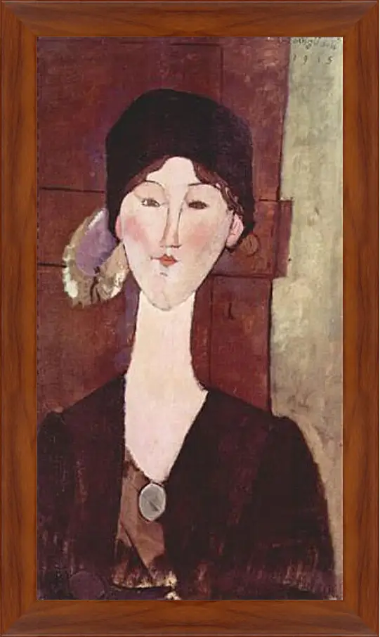 Картина в раме - Retrato de Beatrice Hastings ante una puerta. Портрет Беатрис Хастингс. Амедео Модильяни