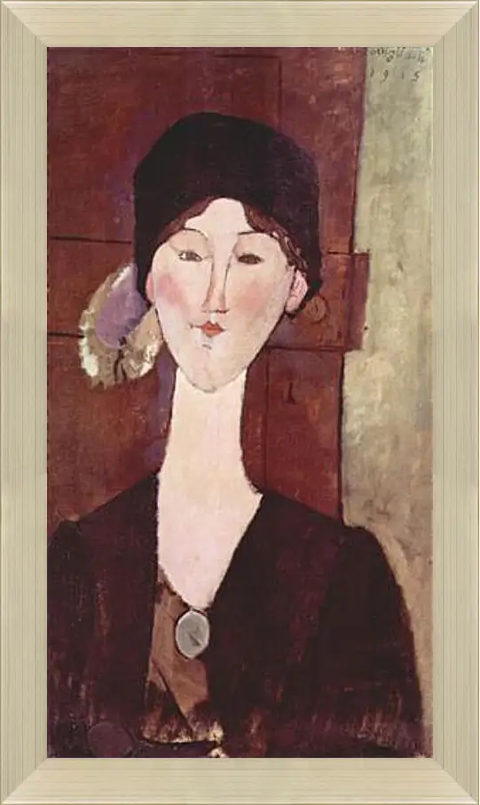 Картина в раме - Retrato de Beatrice Hastings ante una puerta. Портрет Беатрис Хастингс. Амедео Модильяни