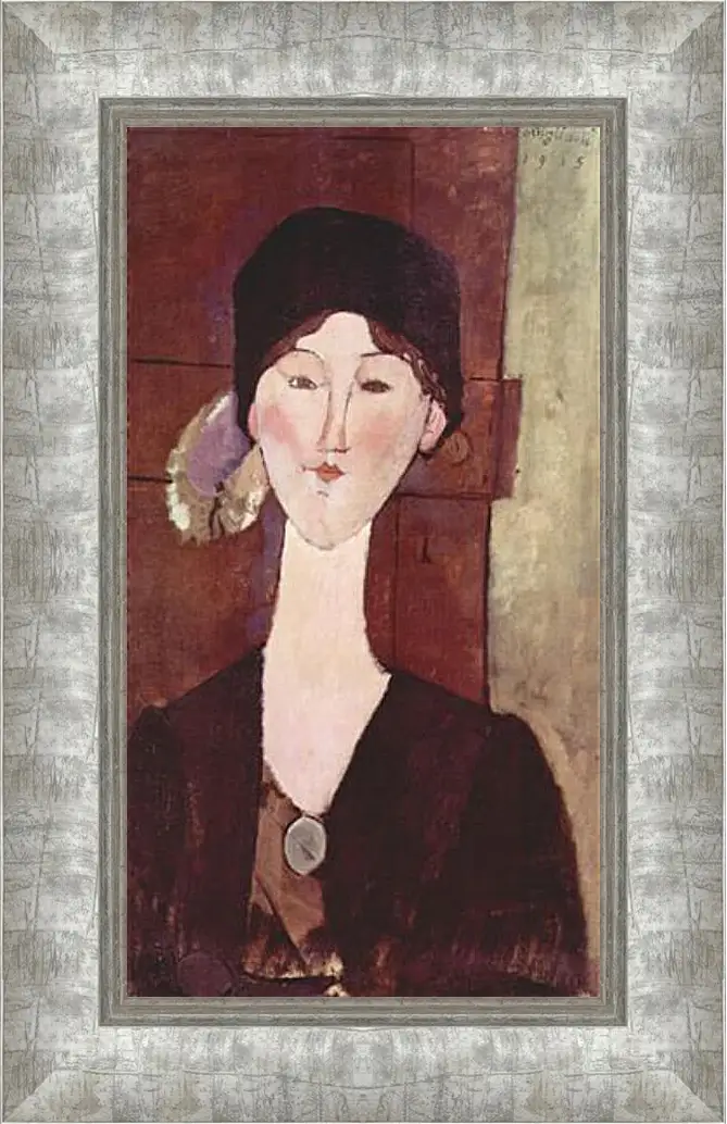 Картина в раме - Retrato de Beatrice Hastings ante una puerta. Портрет Беатрис Хастингс. Амедео Модильяни