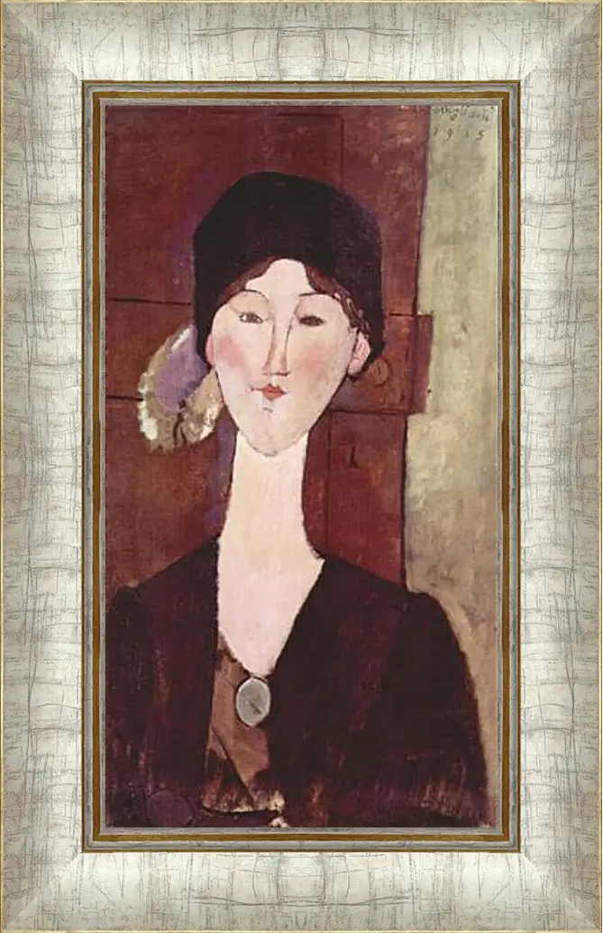 Картина в раме - Retrato de Beatrice Hastings ante una puerta. Портрет Беатрис Хастингс. Амедео Модильяни