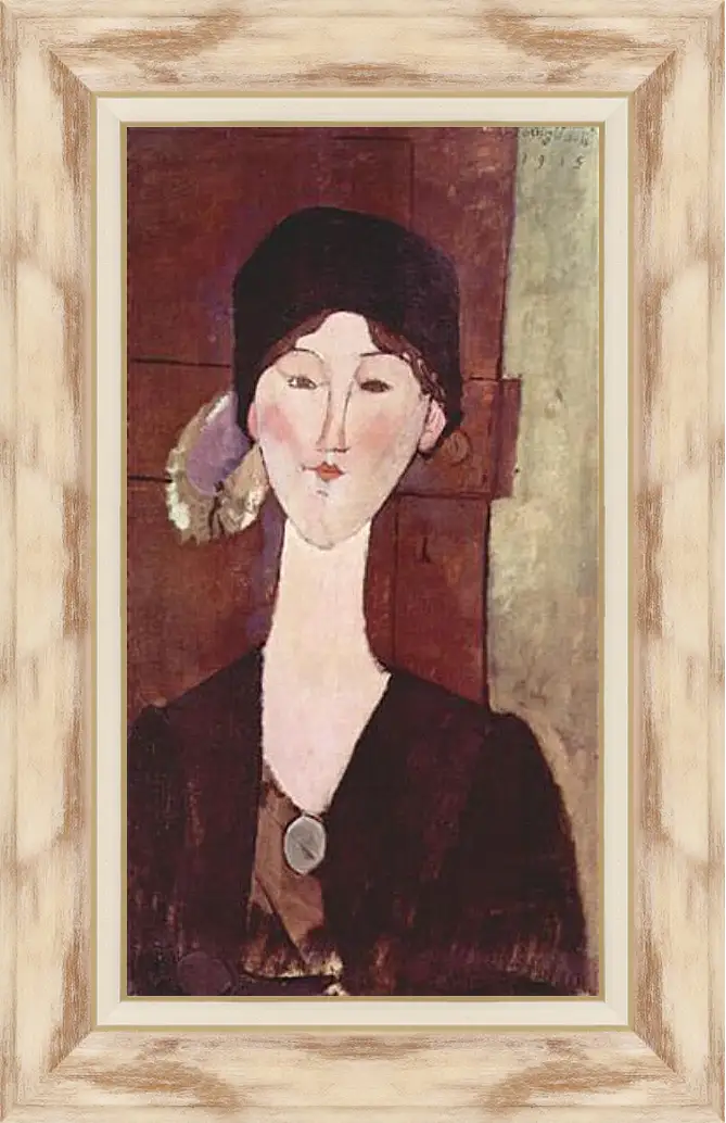 Картина в раме - Retrato de Beatrice Hastings ante una puerta. Портрет Беатрис Хастингс. Амедео Модильяни