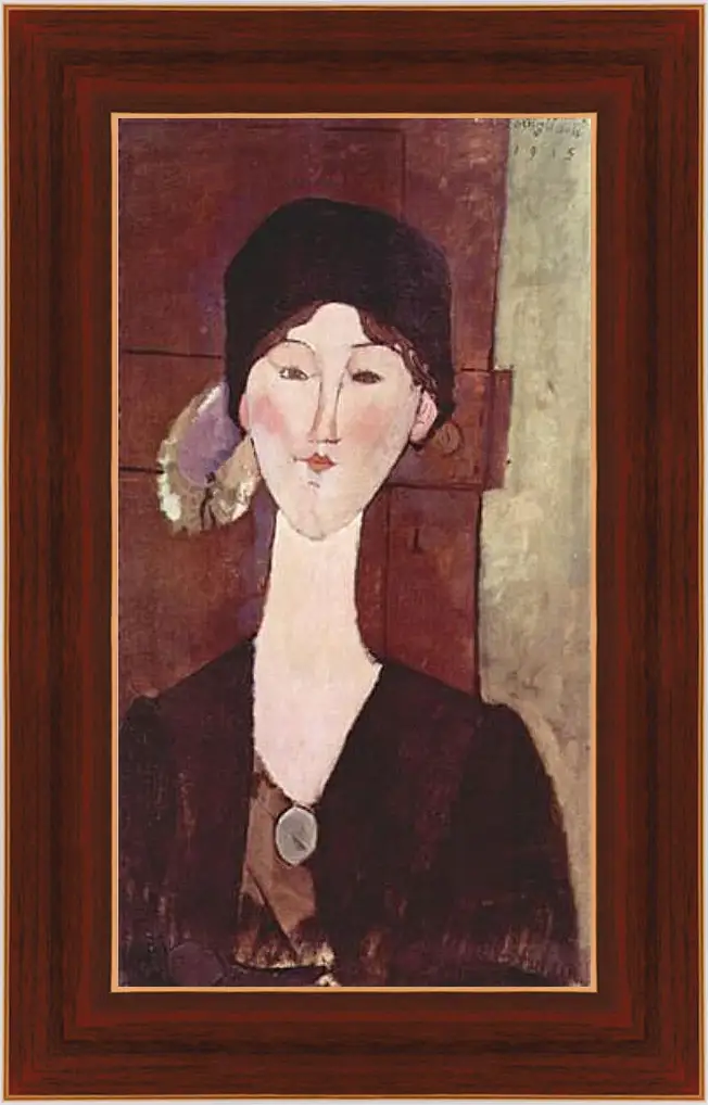 Картина в раме - Retrato de Beatrice Hastings ante una puerta. Портрет Беатрис Хастингс. Амедео Модильяни