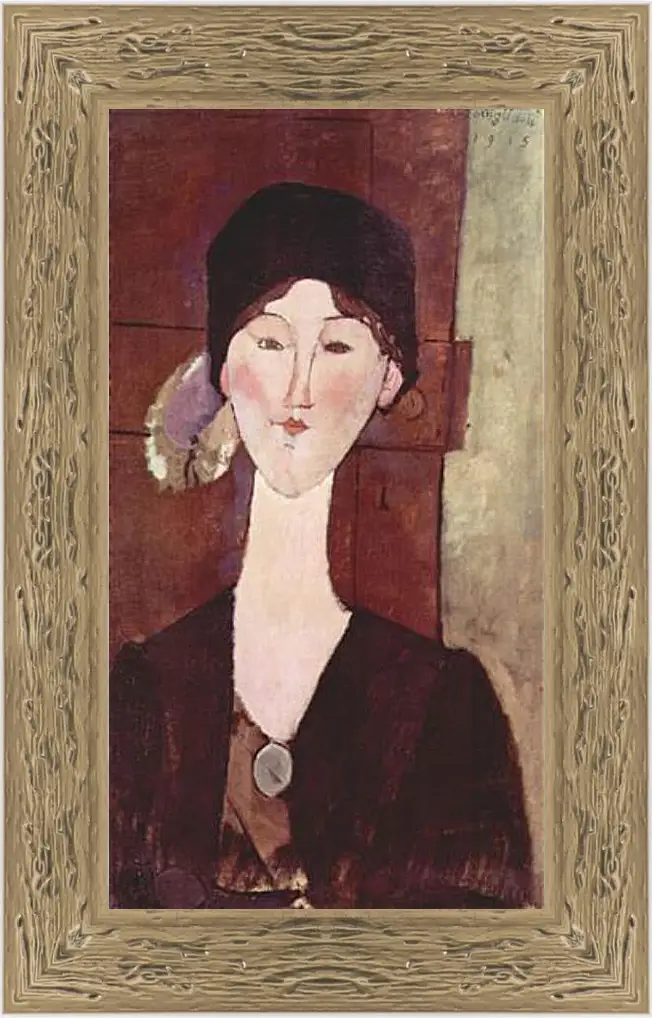 Картина в раме - Retrato de Beatrice Hastings ante una puerta. Портрет Беатрис Хастингс. Амедео Модильяни