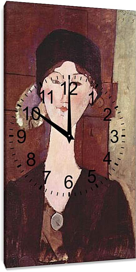 Часы картина - Retrato de Beatrice Hastings ante una puerta. Портрет Беатрис Хастингс. Амедео Модильяни