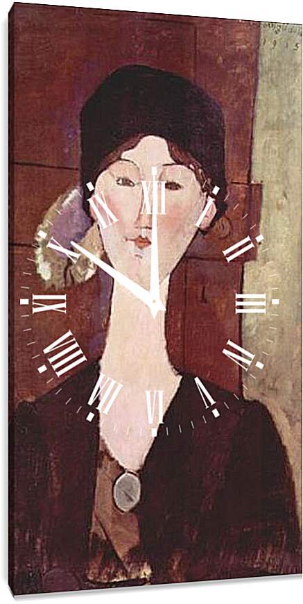 Часы картина - Retrato de Beatrice Hastings ante una puerta. Портрет Беатрис Хастингс. Амедео Модильяни