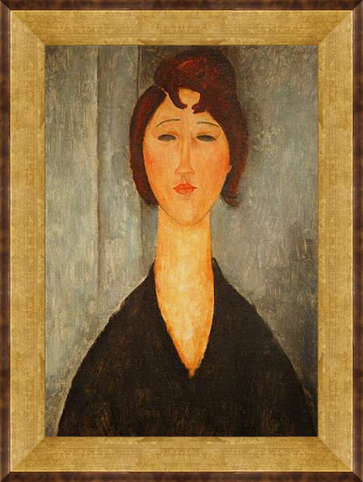 Картина в раме - Portrait of a Young Woman. Портрет молодой женщины. Амедео Модильяни