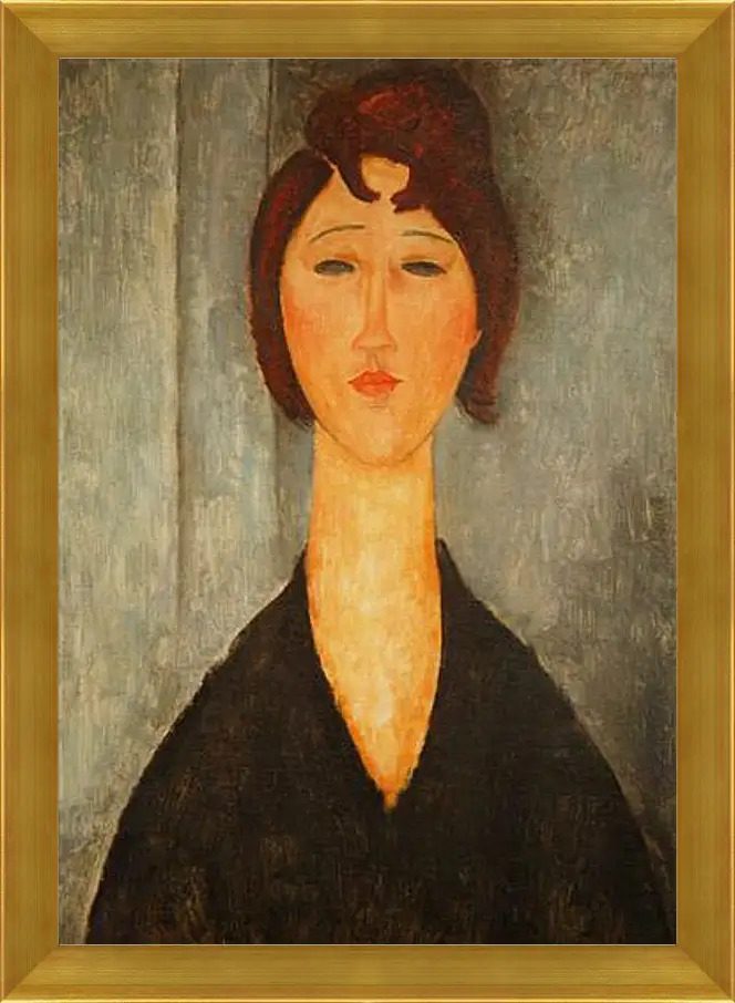 Картина в раме - Portrait of a Young Woman. Портрет молодой женщины. Амедео Модильяни