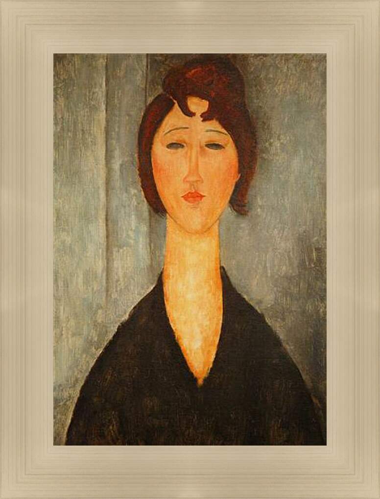 Картина в раме - Portrait of a Young Woman. Портрет молодой женщины. Амедео Модильяни