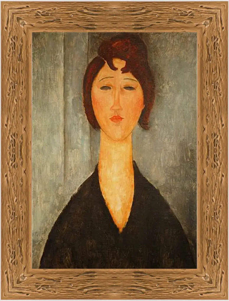 Картина в раме - Portrait of a Young Woman. Портрет молодой женщины. Амедео Модильяни