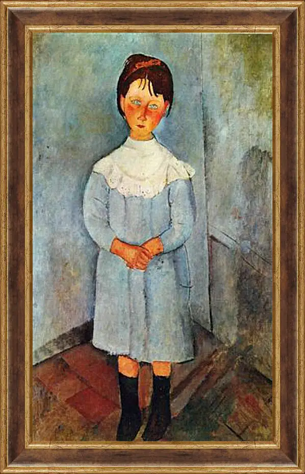 Картина в раме - Little girl in blue. Девочка в синем. Амедео Модильяни