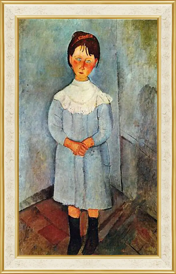 Картина в раме - Little girl in blue. Девочка в синем. Амедео Модильяни