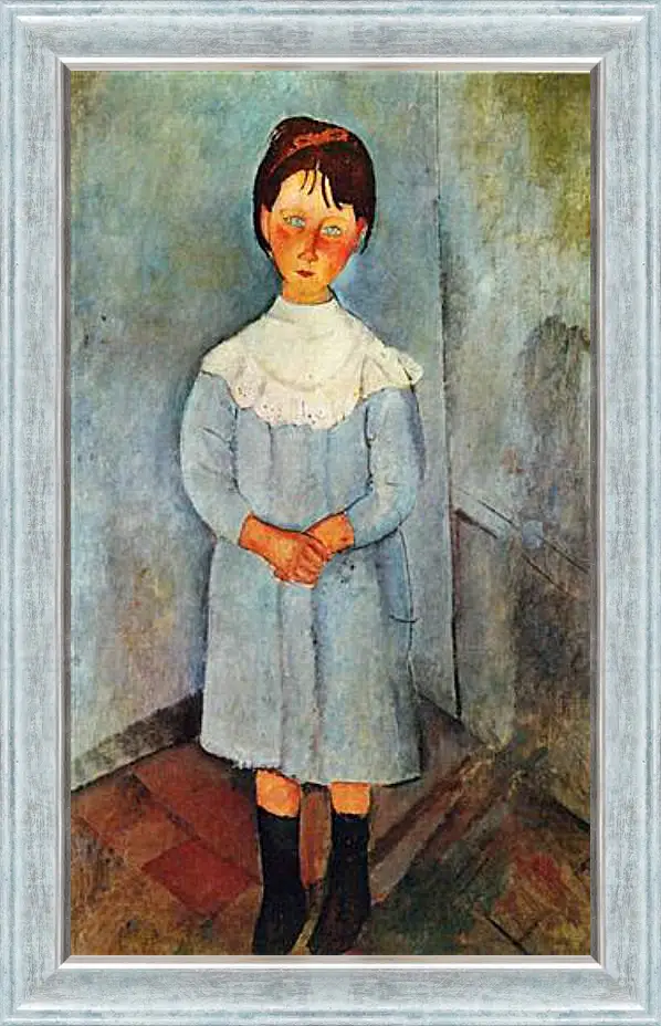 Картина в раме - Little girl in blue. Девочка в синем. Амедео Модильяни