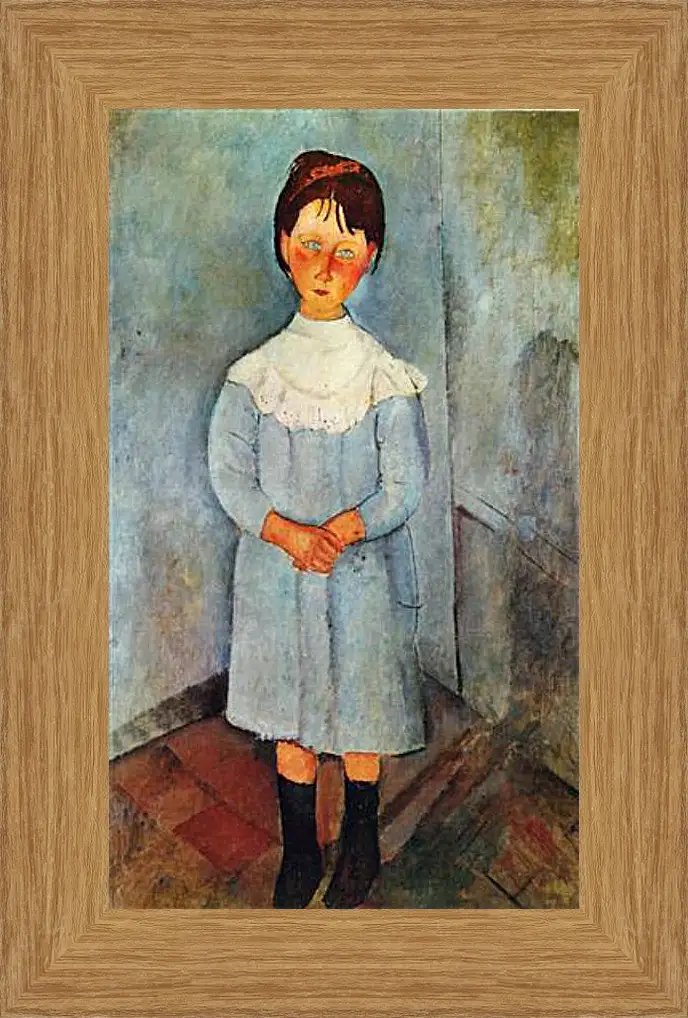 Картина в раме - Little girl in blue. Девочка в синем. Амедео Модильяни