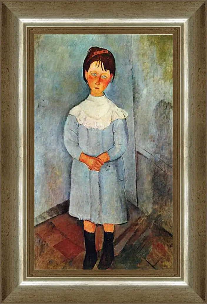 Картина в раме - Little girl in blue. Девочка в синем. Амедео Модильяни