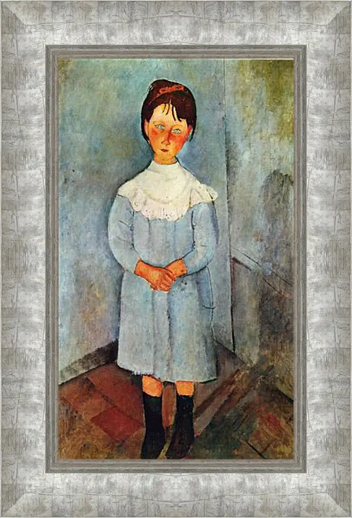 Картина в раме - Little girl in blue. Девочка в синем. Амедео Модильяни