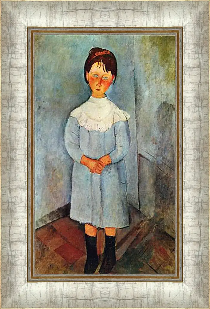 Картина в раме - Little girl in blue. Девочка в синем. Амедео Модильяни