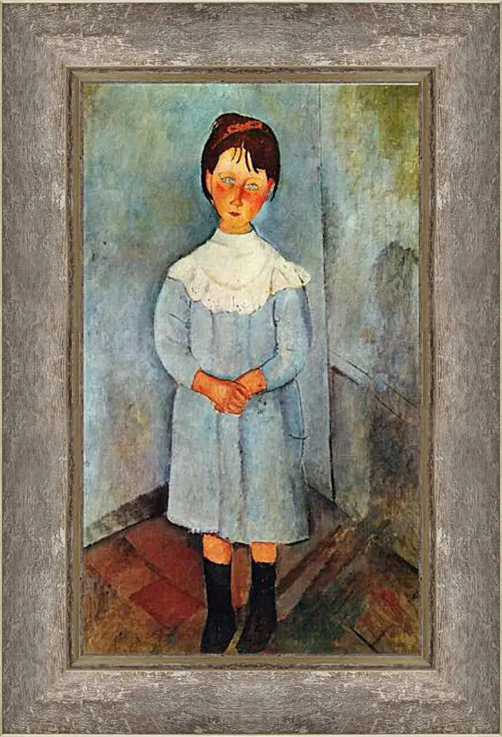 Картина в раме - Little girl in blue. Девочка в синем. Амедео Модильяни