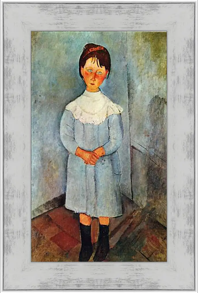 Картина в раме - Little girl in blue. Девочка в синем. Амедео Модильяни