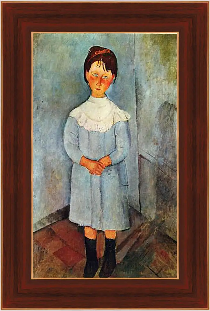 Картина в раме - Little girl in blue. Девочка в синем. Амедео Модильяни