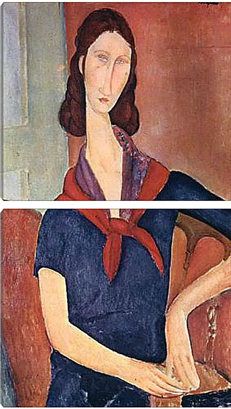 Модульная картина - Jeanne Hebuterne (with a scarf). Портрет Жанны Эбютерн. Амедео Модильяни