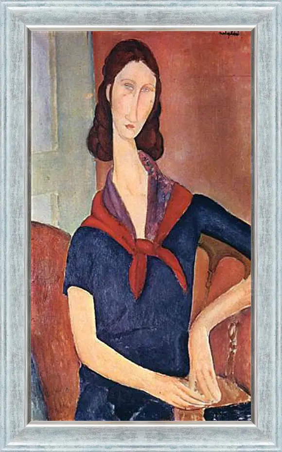 Картина в раме - Jeanne Hebuterne (with a scarf). Портрет Жанны Эбютерн. Амедео Модильяни