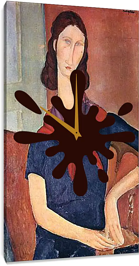 Часы картина - Jeanne Hebuterne (with a scarf). Портрет Жанны Эбютерн. Амедео Модильяни