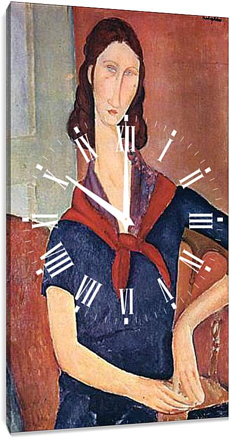 Часы картина - Jeanne Hebuterne (with a scarf). Портрет Жанны Эбютерн. Амедео Модильяни
