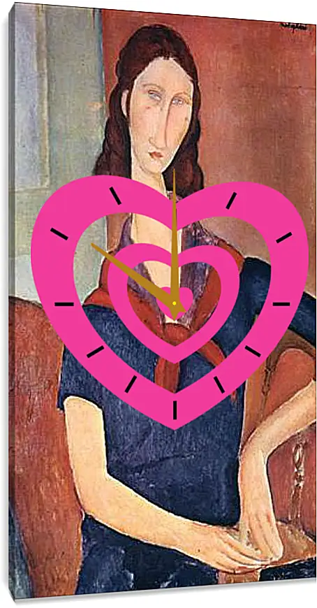 Часы картина - Jeanne Hebuterne (with a scarf). Портрет Жанны Эбютерн. Амедео Модильяни