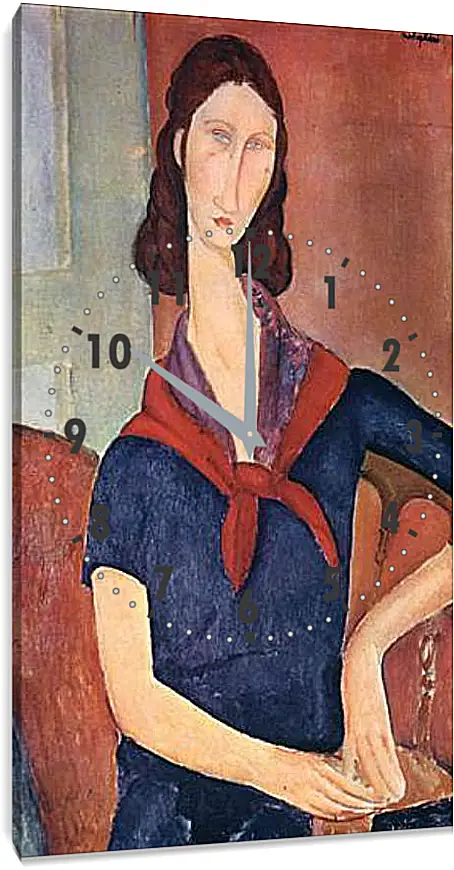 Часы картина - Jeanne Hebuterne (with a scarf). Портрет Жанны Эбютерн. Амедео Модильяни