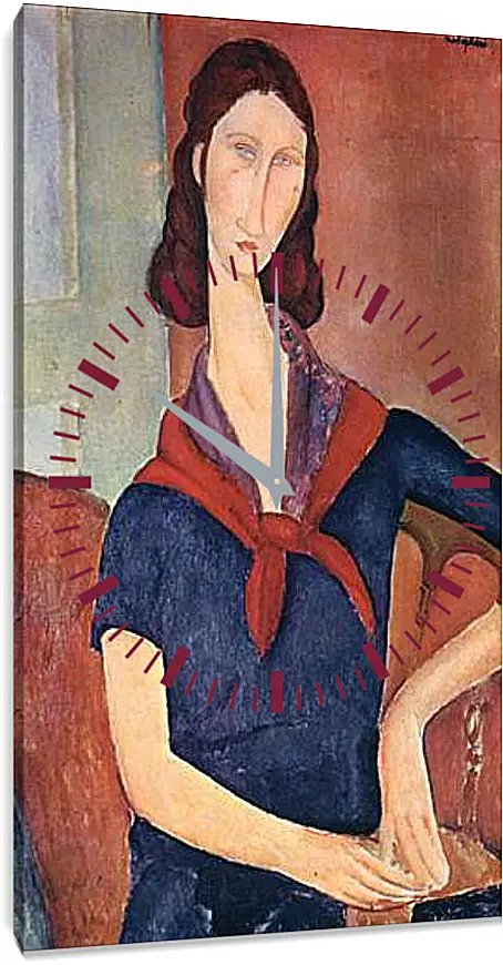 Часы картина - Jeanne Hebuterne (with a scarf). Портрет Жанны Эбютерн. Амедео Модильяни