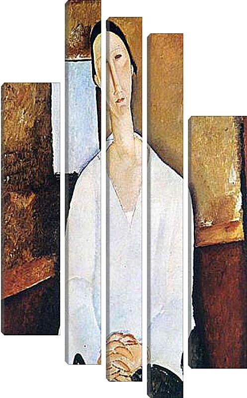Модульная картина - Madame Zborowska with clasped hands. Мадам Зборовская со сложенными руками. Амедео Модильяни