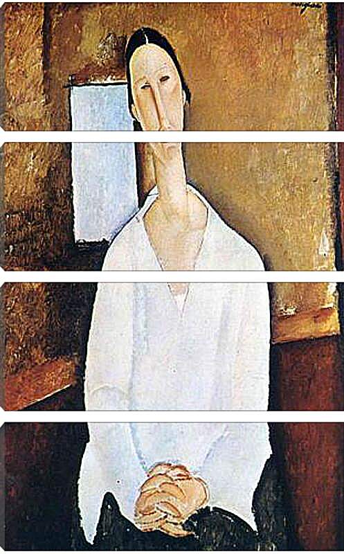Модульная картина - Madame Zborowska with clasped hands. Мадам Зборовская со сложенными руками. Амедео Модильяни