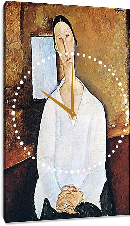 Часы картина - Madame Zborowska with clasped hands. Мадам Зборовская со сложенными руками. Амедео Модильяни